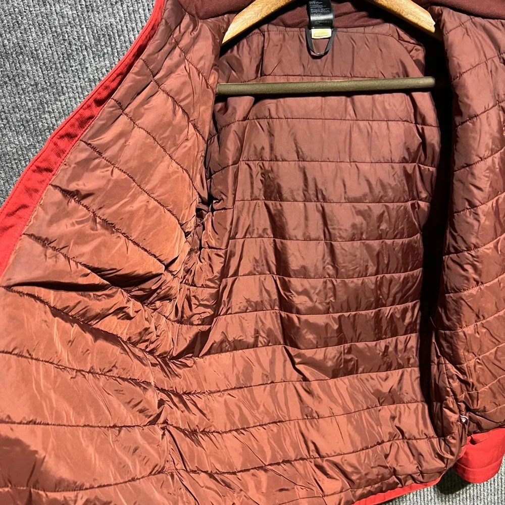 The North Face Puffer Jacket Mens Small Red Hooded Insulated Full Zip Gorpcore